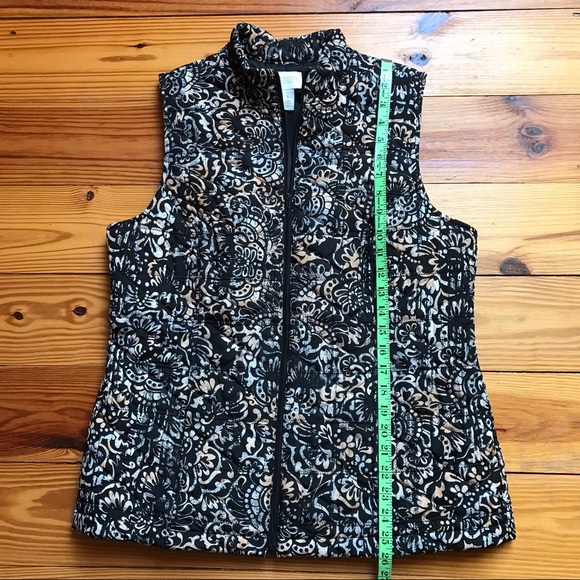 Weekends by Chico’s Black and Pastel Quilted Vest with Pockets, EUC, 1/M/L - Picture 9 of 13